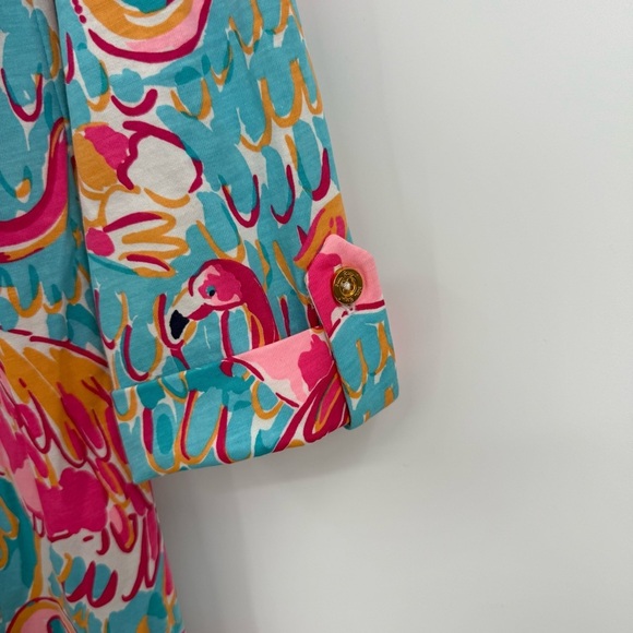 Lilly Pulitzer Linden Peel and Eat Flamingo 3/4 Sleeve Dress Size S Beach Preppy - Picture 6 of 11